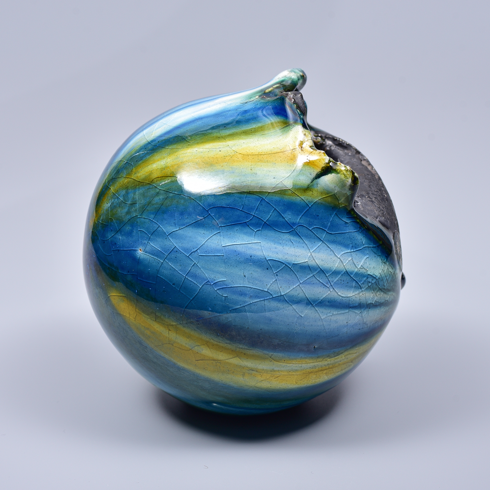 硝子釉 流鮮彩　小壷